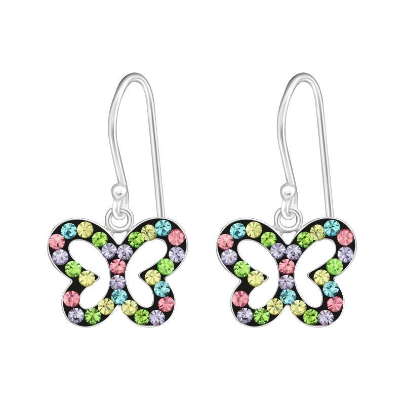 Hængende Sommerfugle øreringe i sølv 925 (flerfarvet) A4S14737