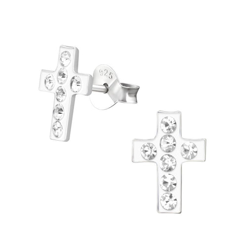 Kors ørestikker med krystaller i sølv 925 A4S15576