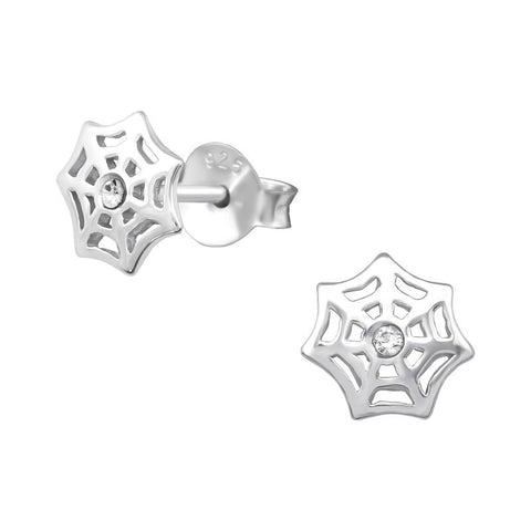 Edderkoppespind ørestikker med krystaller i sølv 925 A4S17850