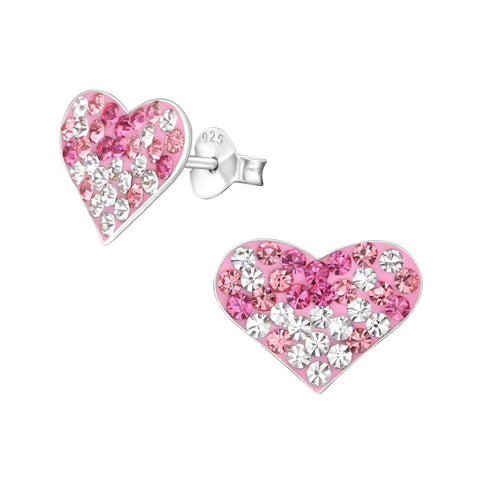 Hjerter ørestikker med krystaller i sølv 925 (lyserød) A4S18303