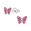 Sommerfugle ørestikker med krystaller i sølv 925 (lyserød) A4S18815