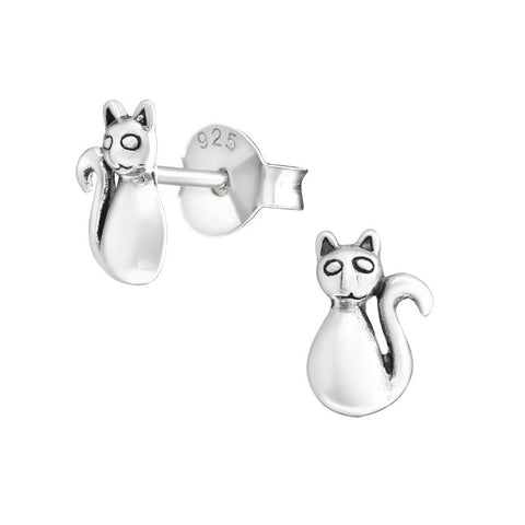 Katte ørestikker i sølv 925 (oxideret) A4S19813