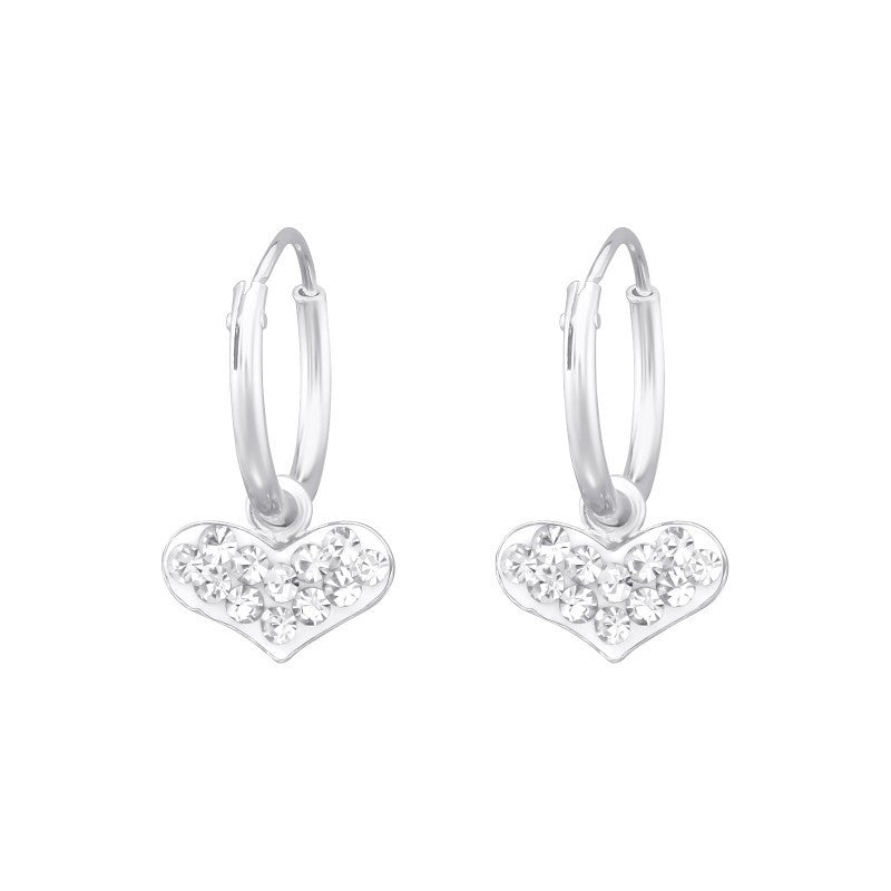 Creoler med hjerter og krystaller i sølv 925 A4S20031