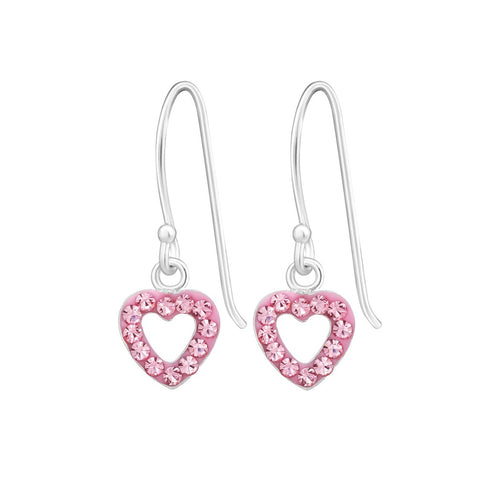 Hjerter øreringe med krystaller i sølv 925 (lyserød) A4S21801