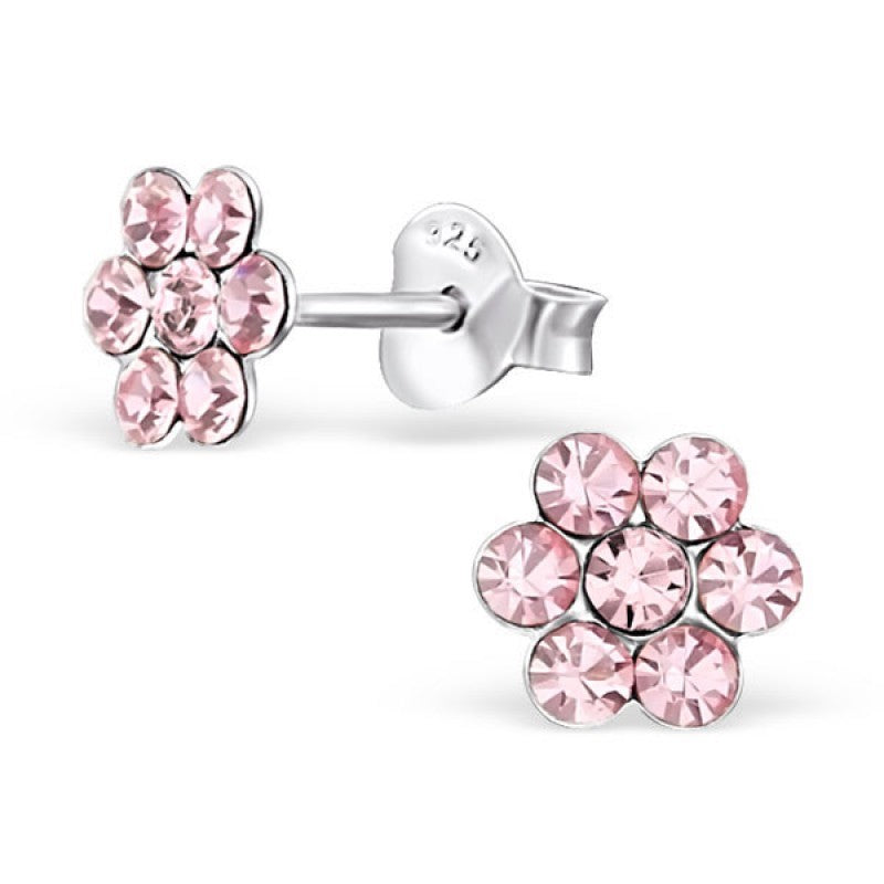Blomster ørestikker med krystaller i sølv 925 (assorterede farver) A4S21834