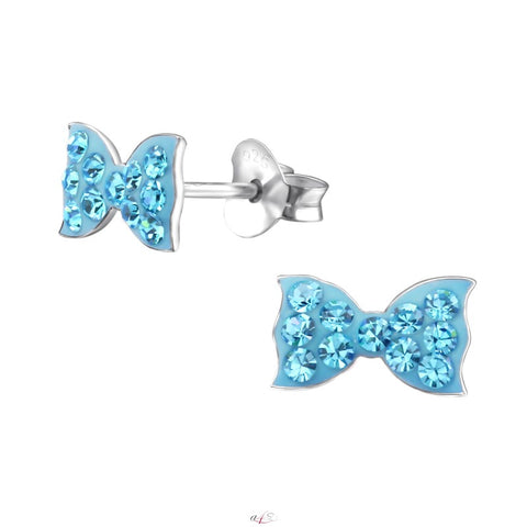 Sløjfer ørestikker med krystaller (blå) i sølv 925 - A4S23404