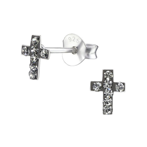 Kors ørestikker med krystaller i sølv 925 A4S24681 (assorterede farver)