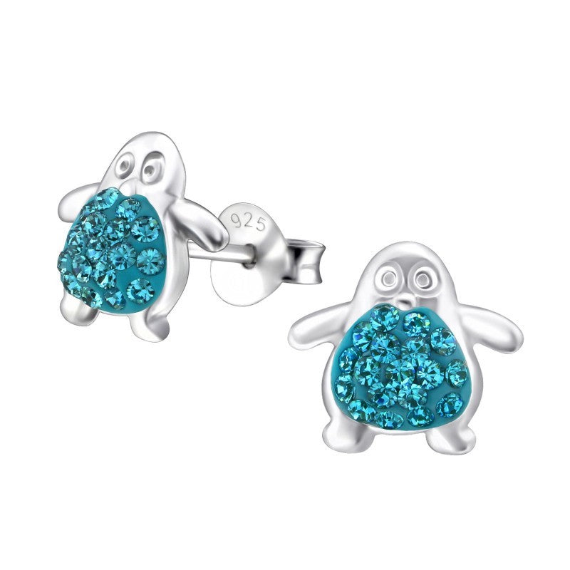 Pingviner ørestikker med Swarovski krystaller i sølv 925 A4S24685 (assorterede farver) Hovedbillede