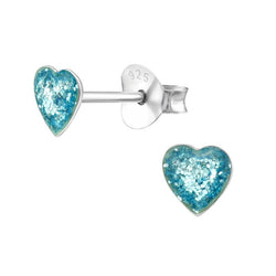 Hjerter ørestikker i sølv 925 (blå) A4S28317