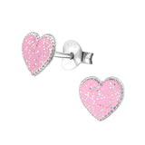 Hjerter ørestikker i sølv 925 (lyserød) A4S30255
