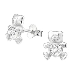 Bjørne ørestikker med krystaller i sølv 925 A4S32931