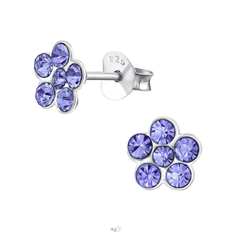 Blomster ørestikker med krystaller i sølv 925 (assorterede farver) A4S33066 Sekundært billede