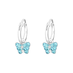 Creoler sommerfugle med krystaller i sølv 925 (blå) A4S33950