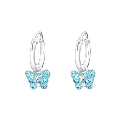 Creoler sommerfugle med krystaller i sølv 925 (blå) A4S33950