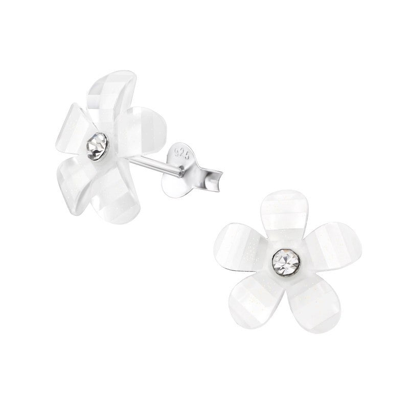 Blomster ørestikker med krystaller i sølv 925 (hvid) A4S34941 Hovedbillede