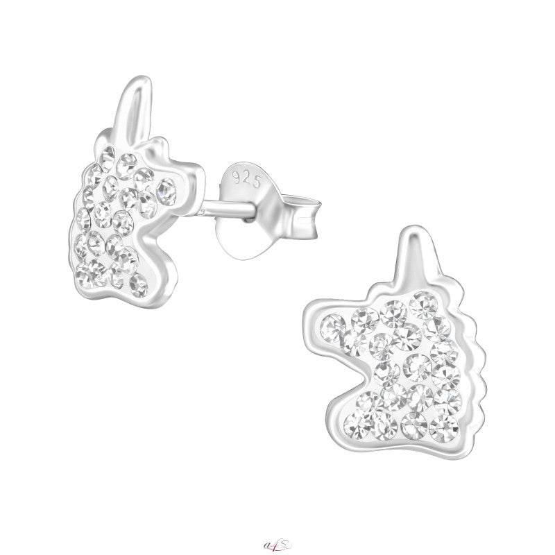 Enhjørning ørestikker med krystaller i sølv 925 (flerfarvet) A4S37014 Sekundært billede