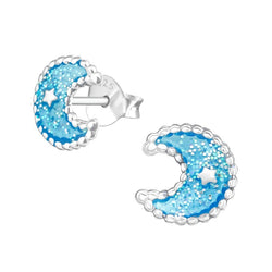 Måne ørestikker i sølv 925 (blå) A4S37514