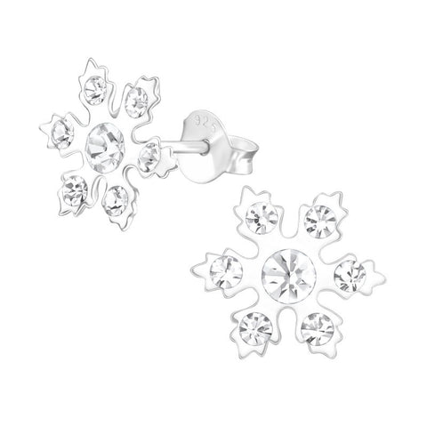 Sneflaker ørestikker med krystaller i sølv 925 A4S37652