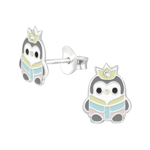 Pingviner ørestikker med krystaller i sølv 925 A4S39143