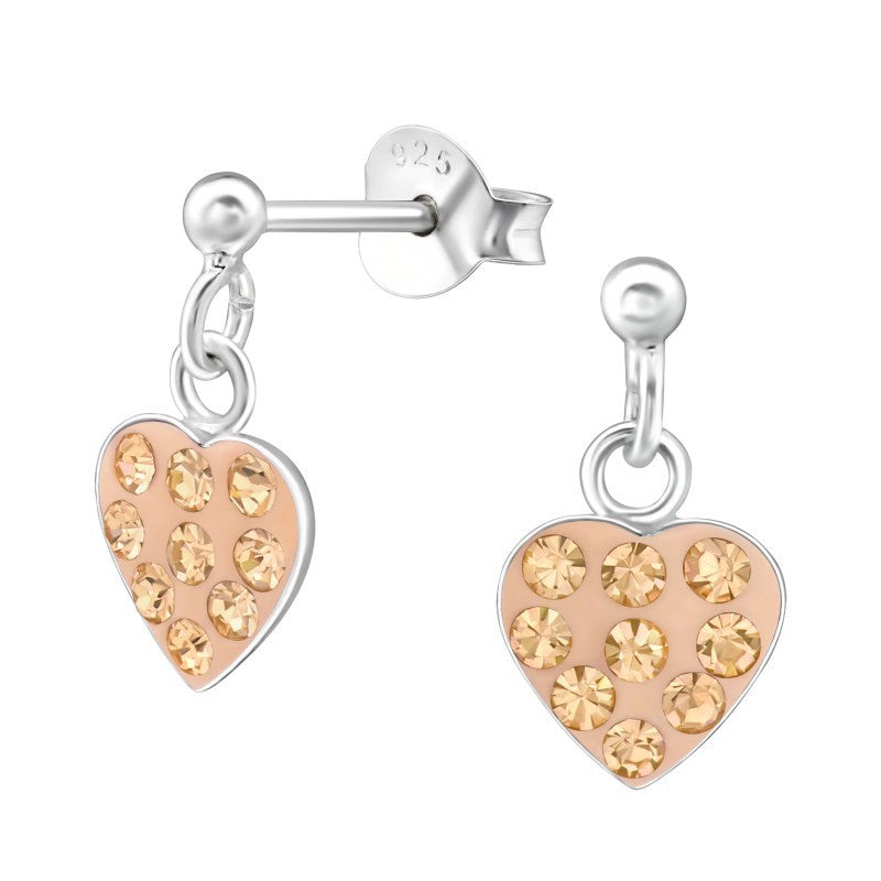 Hængende Hjerter ørestikker med krystaller i sølv 925 (assorterede farver) A4S39324 Hovedbillede