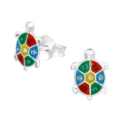 Skildpadder ørestikker med krystaller i sølv 925 (flerfarvet) A4S40331