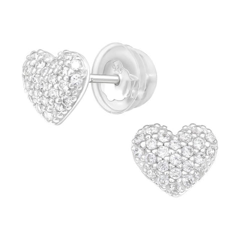 Hjerter med zirconia ørestikker i sølv 925 A4S40913