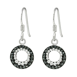 Hængende Cirkler øreringe med krystaller i sølv 925 A4S41038