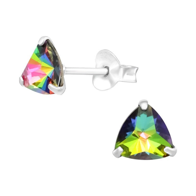 Trekanter ørestikker i sølv 925 med Swarovski krystaller (flerfarvet) A4S41529 Hovedbillede