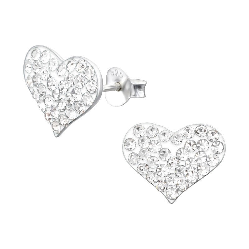 Hjerter ørestikker med krystaller i sølv 925 A4S5220 Hovedbillede