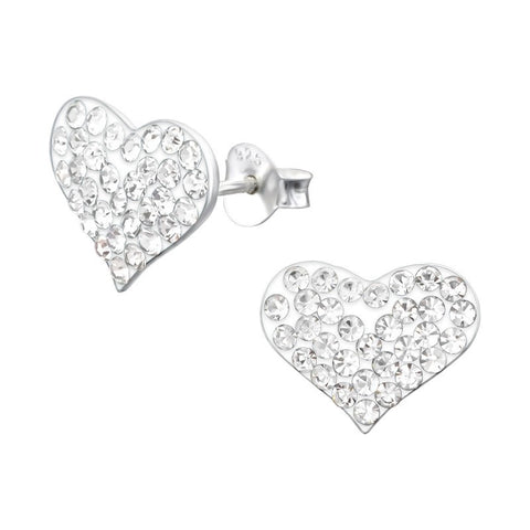Hjerter ørestikker med krystaller i sølv 925 A4S5220