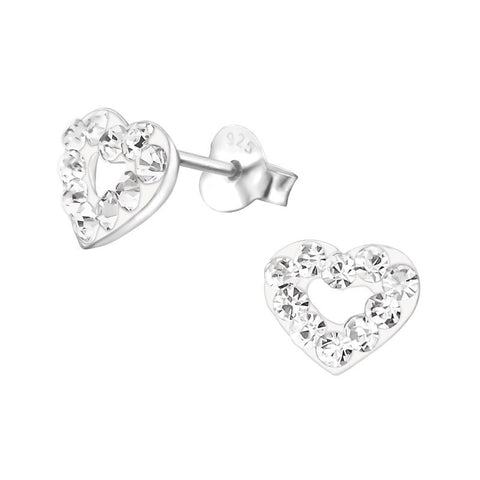 Hjerter ørestikker med krystaller i sølv 925 A4S9879