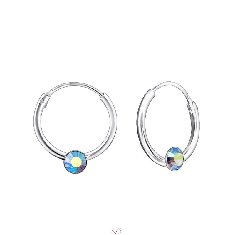 Creoler med sten i sølv 925 (assorterede farver) A4S18846 Sekundært billede