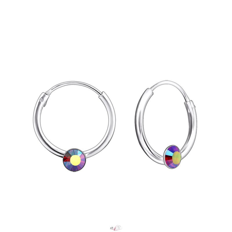 Creoler med sten i sølv 925 (assorterede farver) A4S18846