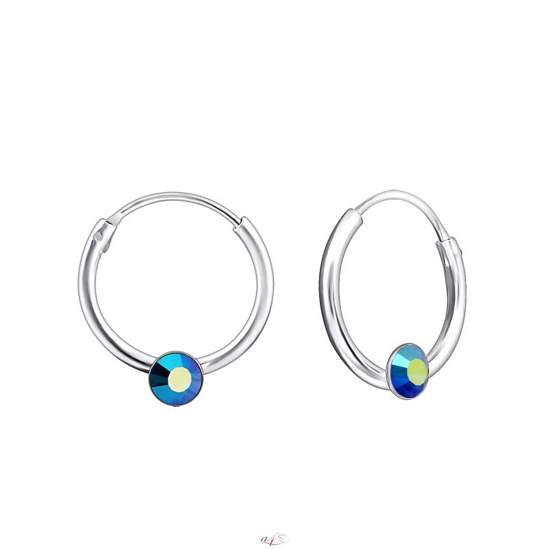 Creoler med sten i sølv 925 (assorterede farver) A4S18846