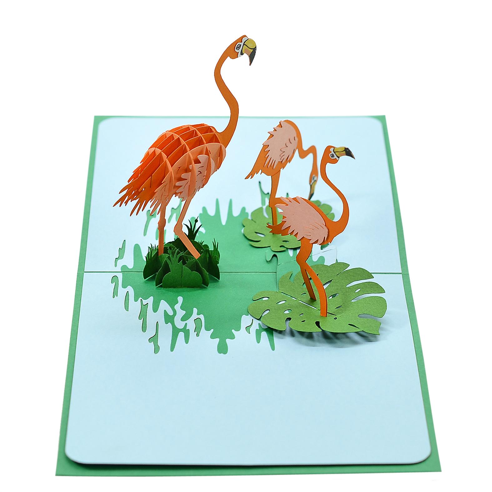 3D Popup Kort Flamingo Design Sekundært billede