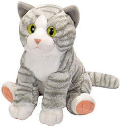 Wild Republic Animal Planet Kat Bamse - Tabby Striped Cat Grå/Hvid 35 cm