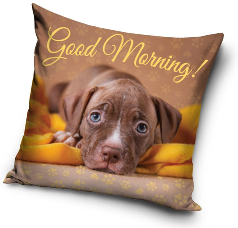 Dekorativt Pudebetræk 40x40 cm - Hund Design "Good Morning" (CBX195001DOG)