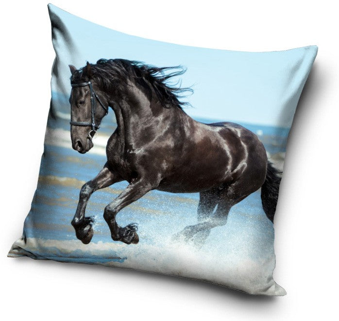 Dekorativt Pudebetræk 40x40 cm - Sort Hest (CBX201056PNL)