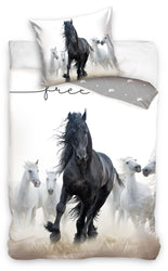 Sengetøj til børn med Heste, 140×200cm, 70×90 cm, 100% Bomuld, Oeko-Tex