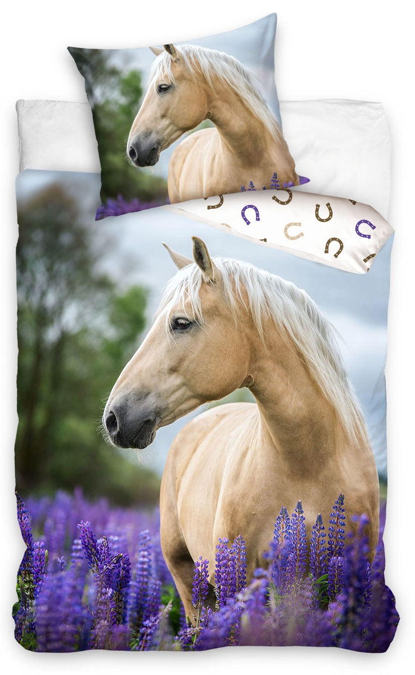 Sengetøj til børn med Hest, 140×200cm, 70×90 cm, 100% Bomuld, Oeko-Tex Hovedbillede