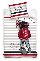 Sengetøj til børn med Hund "Style lasts longer", 140×200cm, 70×90 cm, 100% Bomuld, Oeko-Tex
