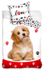 Sengetøj til børn med Hund "LOVE" Design, 140×200cm, 70×90 cm, 100% Bomuld, Oeko-Tex