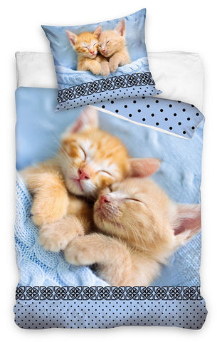 Sengetøj til børn med Katte, 140×200cm, 70×90 cm, 100% Bomuld, Oeko-Tex
