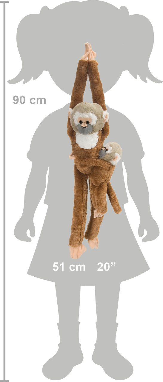 Wild Republic Hængende Abe med Baby - Hanging Squirrel Monkey with Baby 51 cm