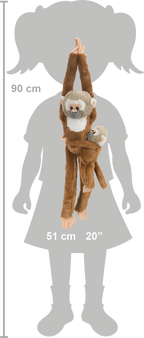 Wild Republic Hængende Abe med Baby - Hanging Squirrel Monkey with Baby 51 cm