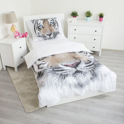 Sengetøj til børn med "Sweet Home" Hvid Tiger, 140×200cm, 70×90 cm, 100% Bomuld, Oeko-Tex