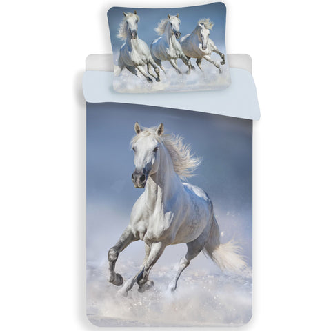 Sengetøj til børn med "Sweet Home" Hest, 140×200cm, 70×90 cm, 100% Bomuld, Oeko-Tex