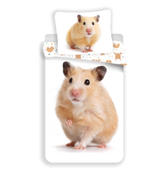 Sengetøj til børn med "Sweet Home" Hamster, 140×200cm, 70×90 cm, 100% Bomuld, Oeko-Tex