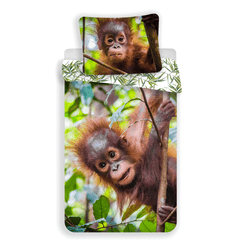 Sengetøj til børn med "Sweet Home" Orangutang, 140×200cm, 70×90 cm, 100% Bomuld, Oeko-Tex