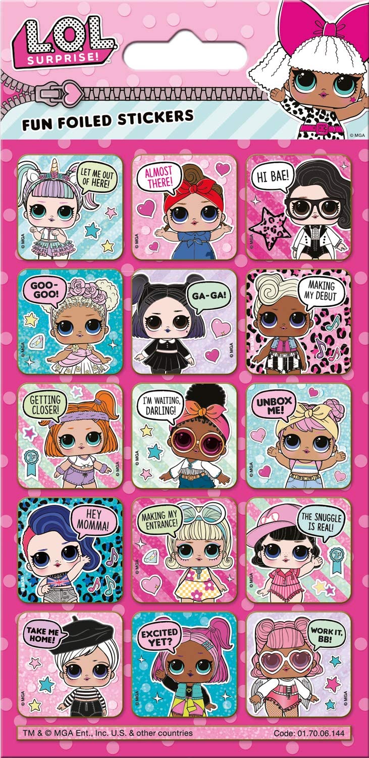 L.O.L Surprise Glitrende Klistermærker Fun Foiled Stickers, 19,5cm x 9,5cm